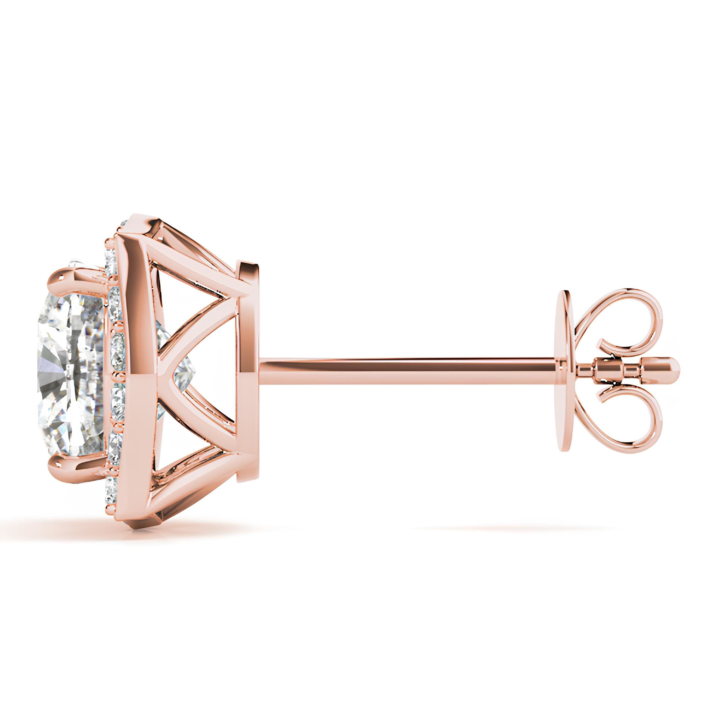 0.25–4.00 Carat Round Lab-Grown Diamond Halo Stud Earrings 14K Gold Earrings for Her Perfect for Valentine’s Day or Anniversary Gifts